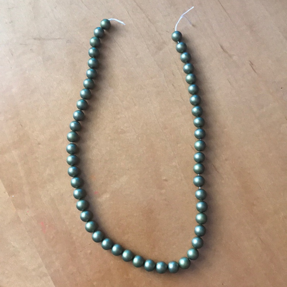 8mm Olive Green Shell Pearl Round full strand bead